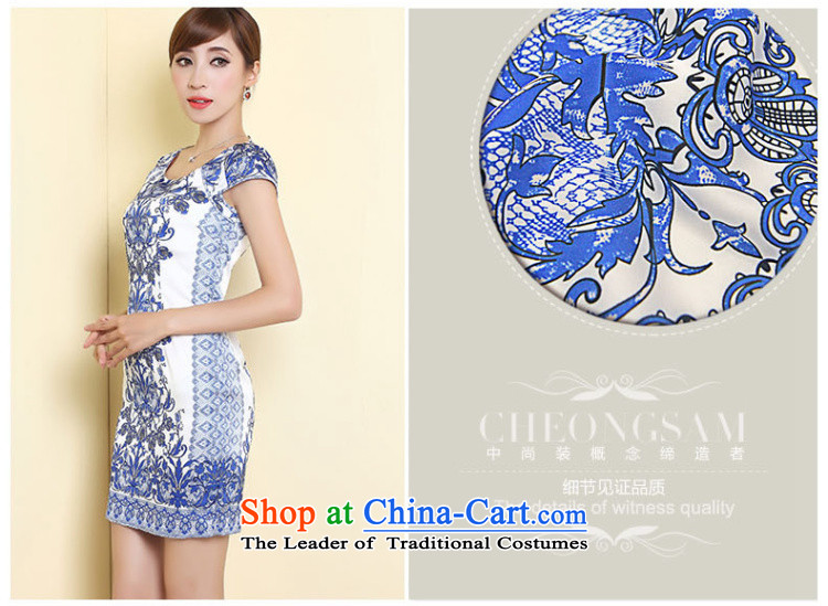 [Sau Kwun Tong] blueberries antique porcelain qipao 2015 Summer new improved stylish skirt suits XL Photo, prices, brand platters! The elections are supplied in the national character of distribution, so action, buy now enjoy more preferential! As soon as possible.