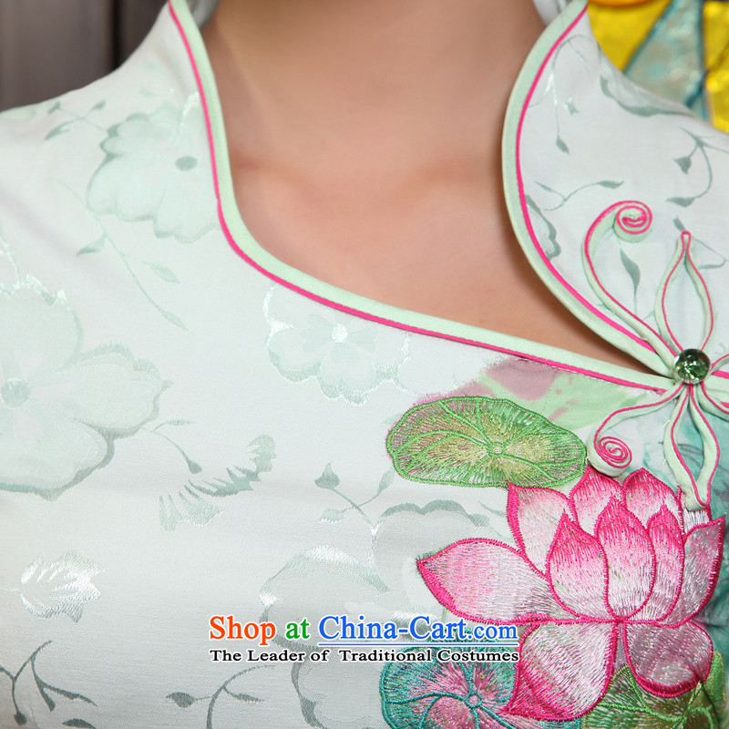 [Sau Kwun Tong] show improved stylish cheongsam dress I should be grateful if you would arrange for summer 2015 new embroidered dress photo color XXL, Sau Kwun Tong shopping on the Internet has been pressed.