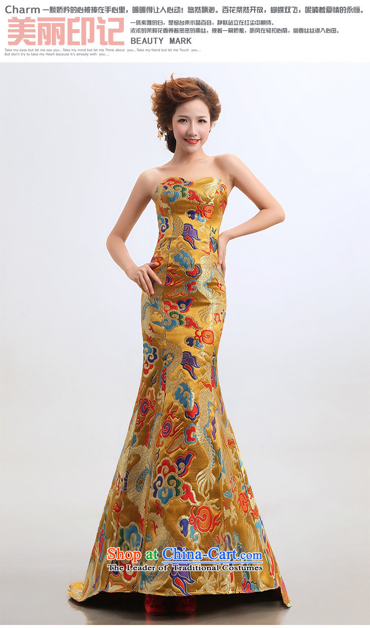 The new star of the 2015) robes of the dragon, marriages cheongsam dress bows wedding will yellow S picture, prices, brand platters! The elections are supplied in the national character of distribution, so action, buy now enjoy more preferential! As soon as possible.