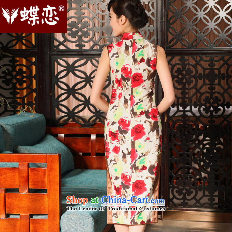 The Butterfly Lovers 2015 Summer new improved stylish long cheongsam dress daily retro cotton linen dresses rose XL, Butterfly Lovers , , , shopping on the Internet