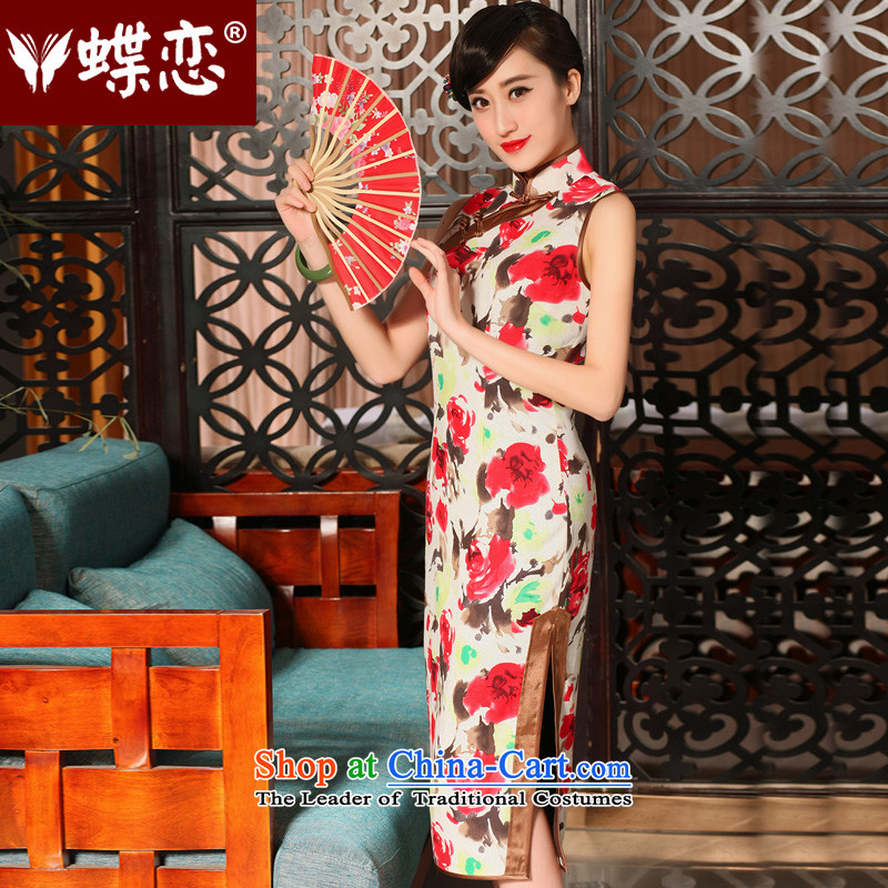 The Butterfly Lovers 2015 Summer new improved stylish long cheongsam dress daily retro cotton linen dresses 54229 rose , Butterfly Lovers , , , shopping on the Internet