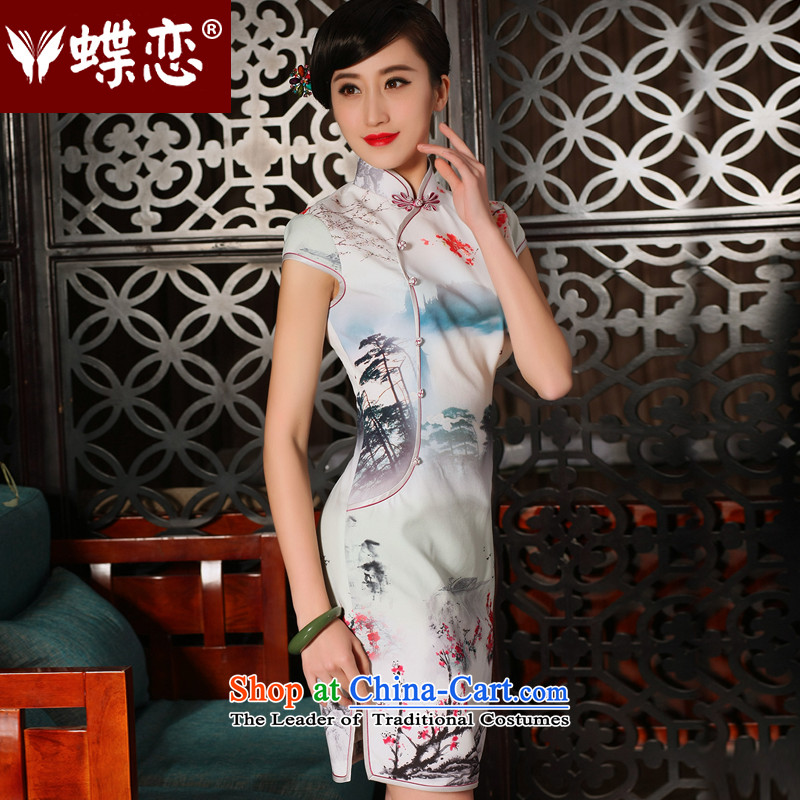 The Butterfly Lovers the summer and autumn of 2015, replacing the new improved stylish emulation Silk Cheongsam Dress Short of Qipao retro daily figure XXL, Butterfly Lovers , , , shopping on the Internet