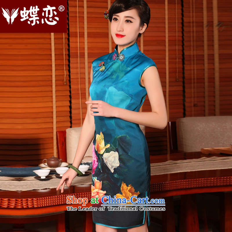 The Butterfly Lovers 2015 Summer new stylish improved cheongsam dress emulation Silk Cheongsam 54233 retro short sleeve in the Mood for Love , Butterfly Lovers , , , shopping on the Internet