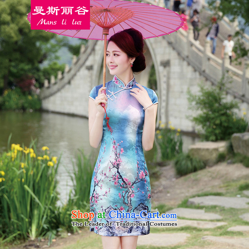 At the 2015 Summer Valley, the new national wind Tang dynasty temperament retro collar Sau San cheongsam dress YY8892 RED S
