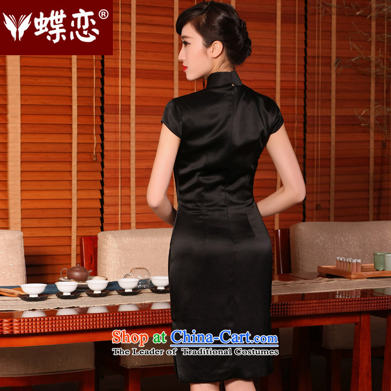 The Butterfly Lovers 2015 Summer new retro silk cheongsam dress stylish improved daily short-sleeved black XL, 339,600 of 54,234 qipao land has been pressed shopping on the Internet