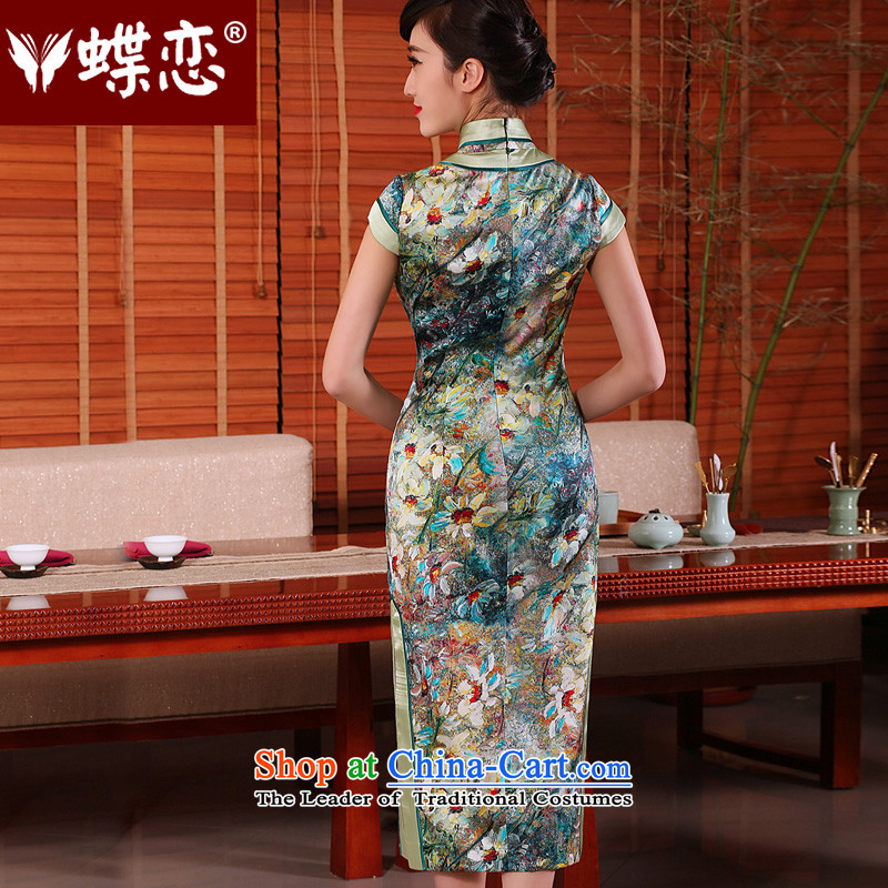 The Butterfly Lovers 2015 Summer new daily retro long cheongsam dress stylish Silk Cheongsam 54236 improved figure XL, Butterfly Lovers , , , shopping on the Internet