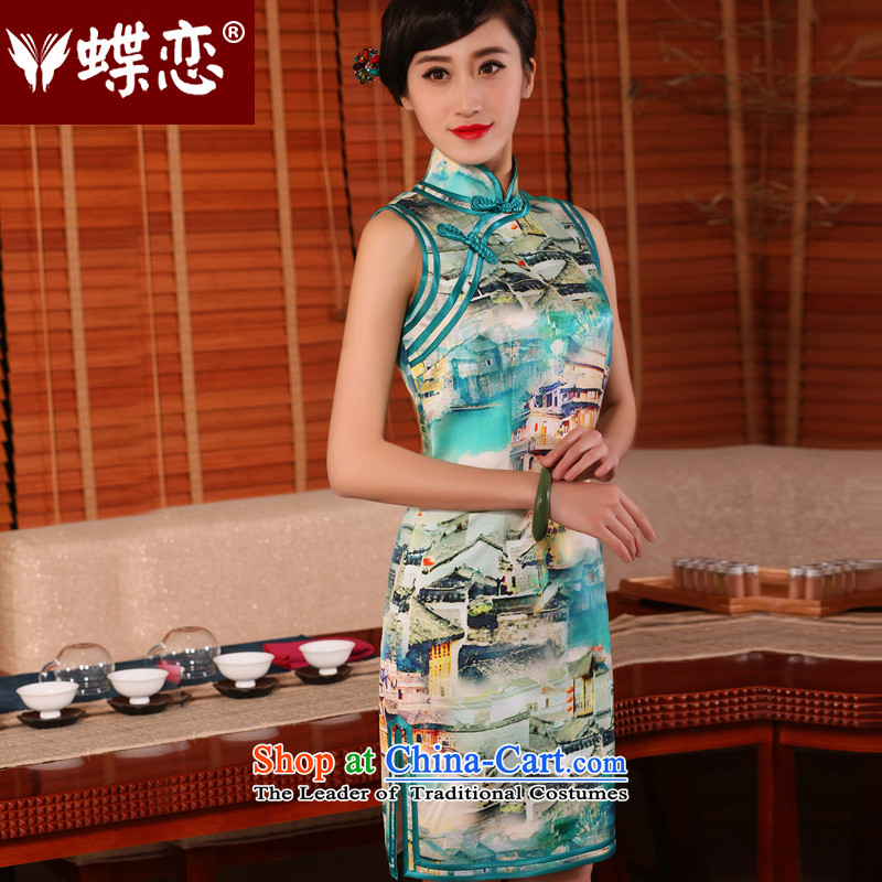 The Butterfly Lovers in summer and autumn 2015 new stylish improved short of qipao dresses retro daily Silk Cheongsam sparkling S, Butterfly Lovers , , , shopping on the Internet
