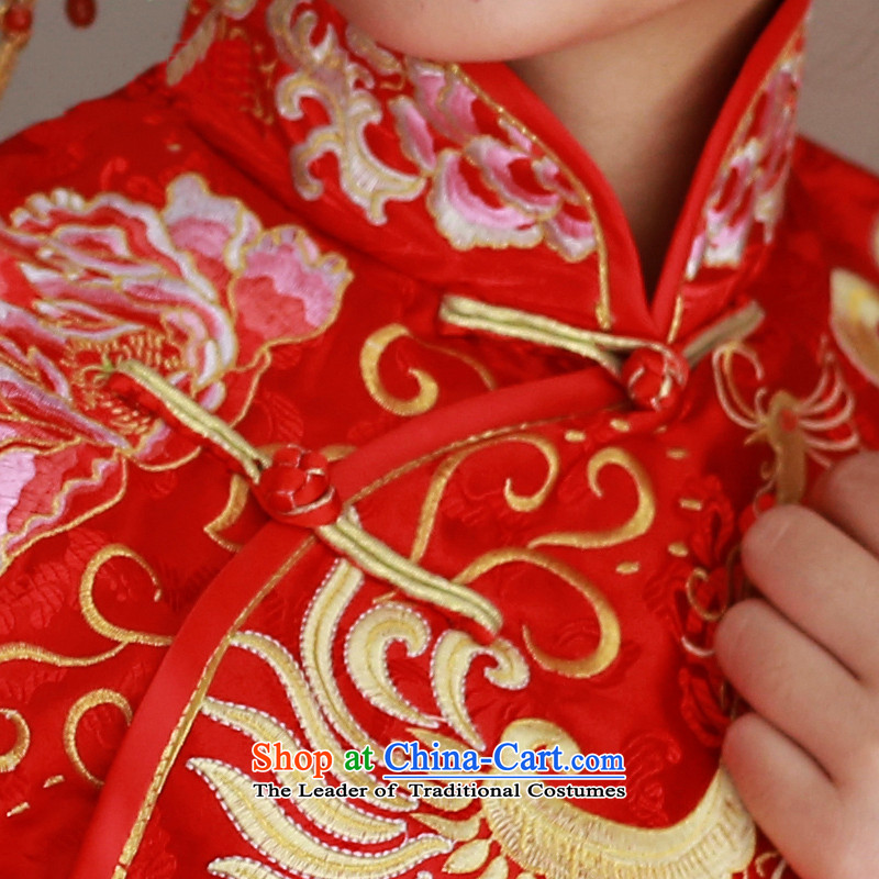 The Syrian Chinese dragon use time-soo wo service new autumn and winter marriages retro dress bows services-soo and red embroidery Tang Gown cheongsam wedding costume RED M Time Syrian shopping on the Internet has been pressed.