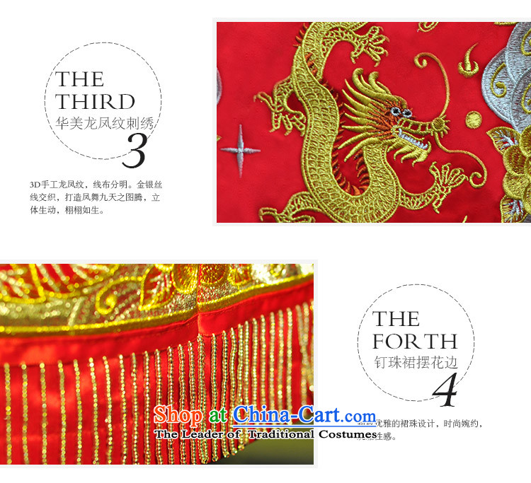 Time High-end embroidery Longfeng Syrian use su Wo Service autumn and winter new Chinese wedding dresses marriages qipao bows service wedding dress gold and silver thread use skirt red XL Photo, prices, brand platters! The elections are supplied in the national character of distribution, so action, buy now enjoy more preferential! As soon as possible.