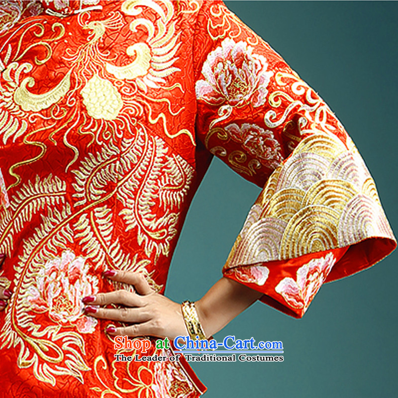 Time the new 2015-soo Syrian Wo service use skirt-soo kimono Dragon Classic Wedding Dress Chinese wedding dress retro bride bows to ancient times, L, Red Tang Syrian shopping on the Internet has been pressed.