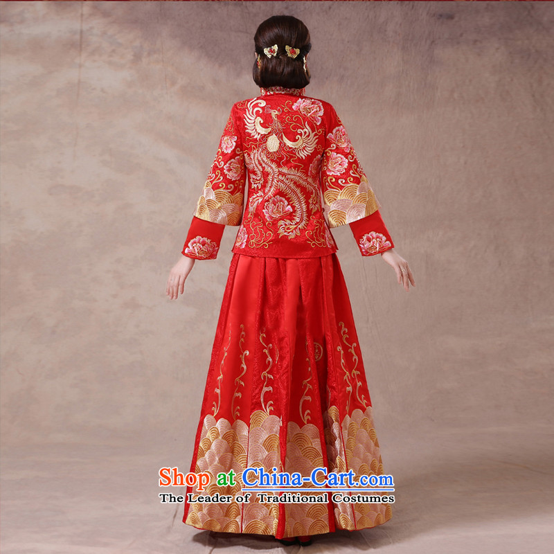 Time High-end Syria custom new retro Chinese wedding dress summer red dragon serving wo use su costume marriage solemnisation services-hi marriages bows wedding red XXL, time Syrian shopping on the Internet has been pressed.