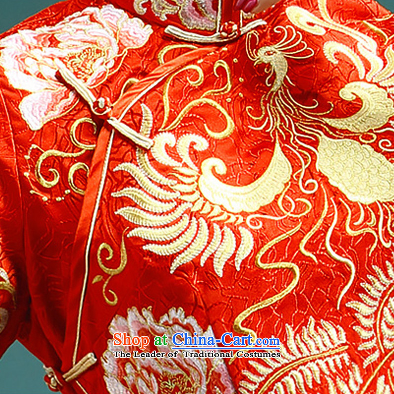 Time High-end Syria custom new retro Chinese wedding dress summer red dragon serving wo use su costume marriage solemnisation services-hi marriages bows wedding red XXL, time Syrian shopping on the Internet has been pressed.