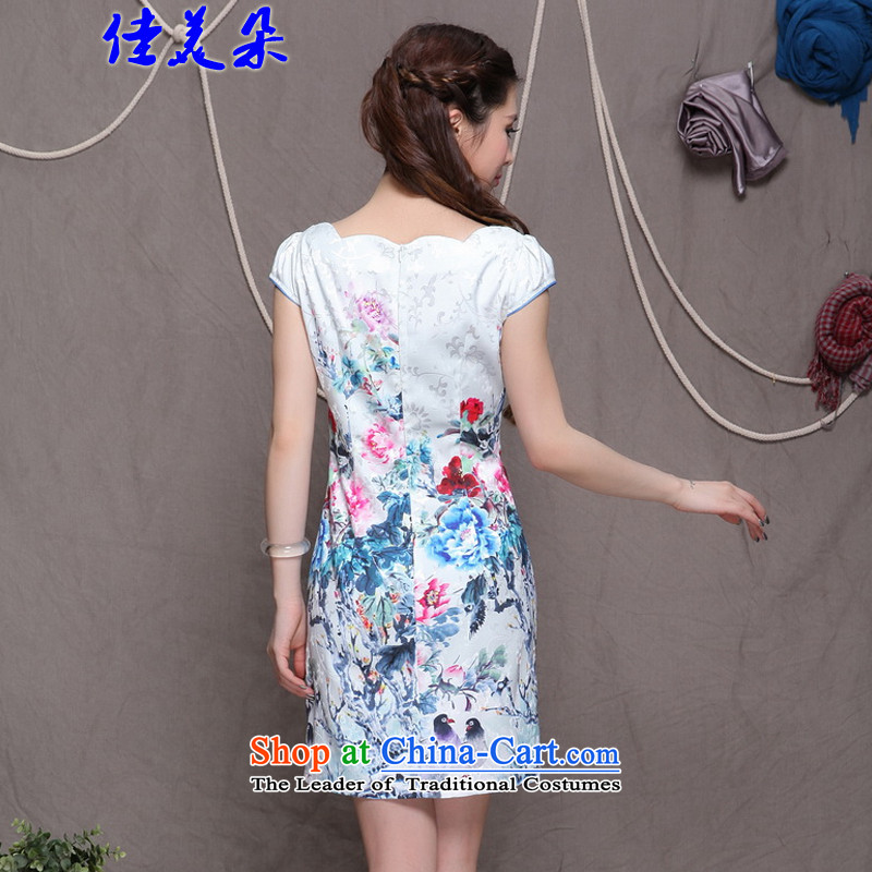 Jia Mei flower   2015 China wind ethnic improved stylish commuter Sau San video thin 9904# qipao white S, JIA MEI (JIA MEI DUO) , , , shopping on the Internet