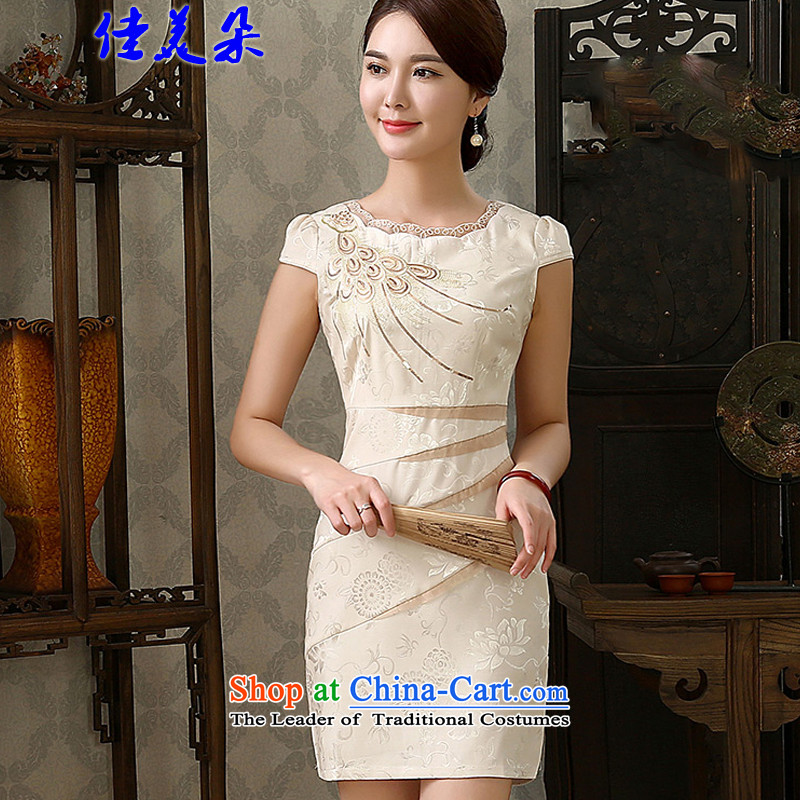 Jia Mei  2015 Flower new cheongsam dress stylish improved temperament short of Sau San embroidery cheongsam dress dresses 1587# pink , L, JIA MEI (JIA MEI DUO) , , , shopping on the Internet