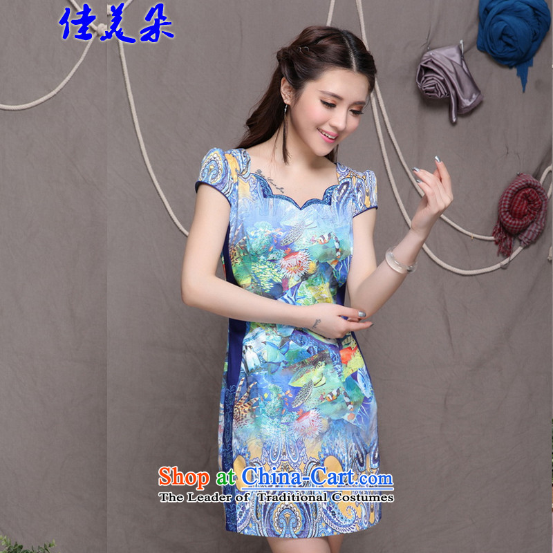 Jia Mei  2015 new national flower-style Chinese cheongsam dress daily retro graphics build qipao 9908# Sau San picture color M JIA MEI (JIA MEI DUO) , , , shopping on the Internet