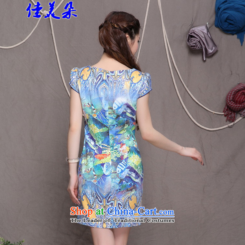Jia Mei  2015 new national flower-style Chinese cheongsam dress daily retro graphics build qipao 9908# Sau San picture color M JIA MEI (JIA MEI DUO) , , , shopping on the Internet