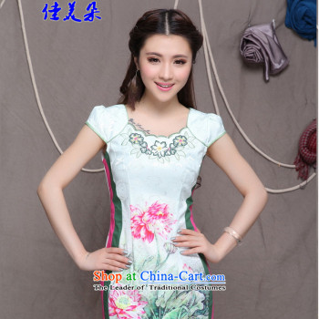 Jia Mei flower   spring and summer 2015 New Chinese Antique style qipao embroidery daily cheongsam dress 1128# blue L picture, prices, brand platters! The elections are supplied in the national character of distribution, so action, buy now enjoy more preferential! As soon as possible.