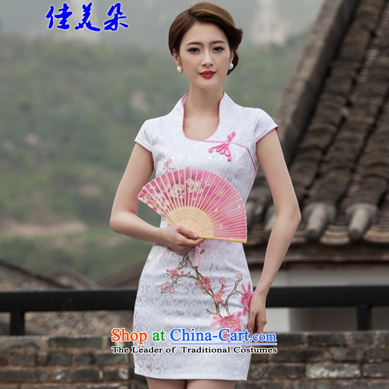 Jia Mei flower   spring and summer 2015 New Chinese Antique style qipao embroidery daily cheongsam dress 1128# blue , L, JIA MEI (JIA MEI DUO) , , , shopping on the Internet