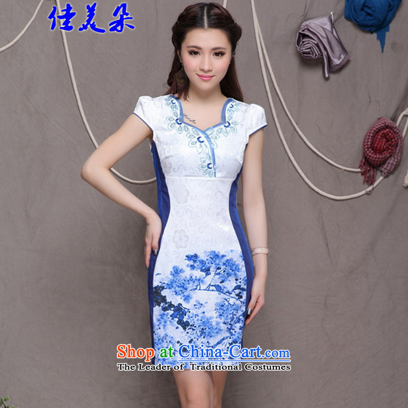 Jia Mei  2015 new national flower-style Chinese cheongsam dress daily retro graphics build qipao 9906# Sau San green XL, JIA MEI (JIA MEI DUO) , , , shopping on the Internet