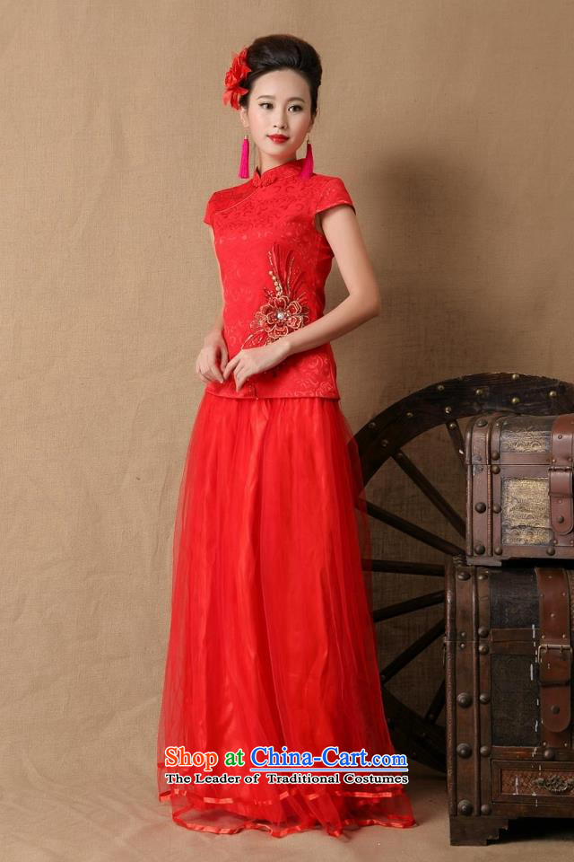 Good flower new marriages Ceremony 2015 cheongsam dress red long bows evening dress stylish 6646# red L picture, prices, brand platters! The elections are supplied in the national character of distribution, so action, buy now enjoy more preferential! As soon as possible.