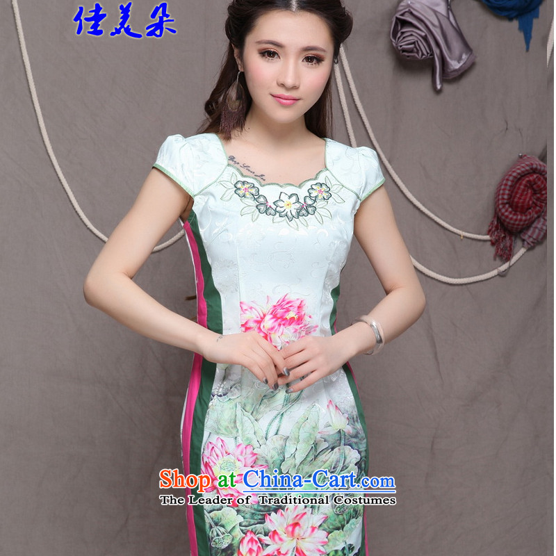 Jia Mei   2015 Flower New China wind stylish ethnic improved cheongsam dress elegance 9909# picture color XXL, JIA MEI (JIA MEI DUO) , , , shopping on the Internet