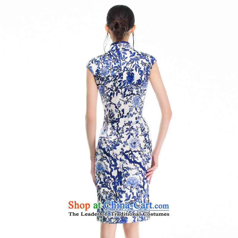 Wood, an improved cheongsam dress really summer Silk Cheongsam 2015 skirt sauna Silk Dresses Build# 53326 10 retro Sau San blue , L, Wood , , , the true online shopping