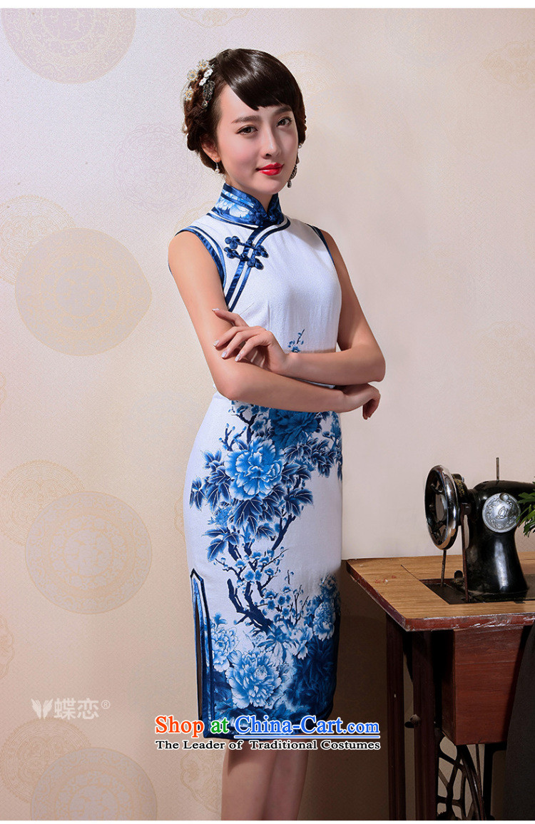 The Butterfly Lovers 2015 Summer new improved stylish long cheongsam dress retro Sau San porcelain cotton linen dresses 54249 short-sleeved L picture, prices, brand platters! The elections are supplied in the national character of distribution, so action, buy now enjoy more preferential! As soon as possible.