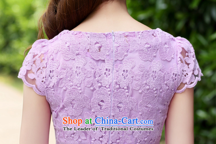 Kam Ming Yue seven new women's small-wind video Tang dynasty thin lace cheongsam dress short-sleeved summer Korean stylish package and cultivating the temperament light purple L picture, prices, brand platters! The elections are supplied in the national character of distribution, so action, buy now enjoy more preferential! As soon as possible.
