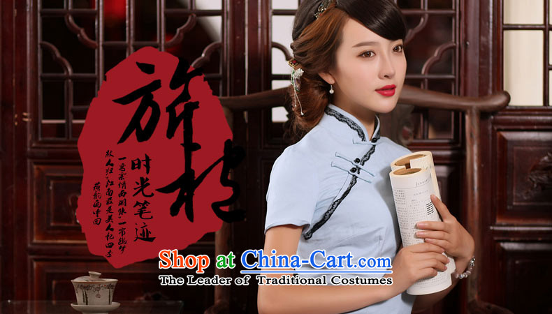The Butterfly Lovers 2015 Summer new ethnic improved qipao Han-T-shirt China wind cotton linen, Tang dynasty 55256 cool blue XXL picture, prices, brand platters! The elections are supplied in the national character of distribution, so action, buy now enjoy more preferential! As soon as possible.