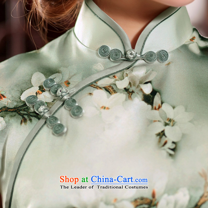 The Butterfly Lovers 2015 Summer new retro dresses upscale silk stylish improved short of daily cheongsam dress figure XXL, Butterfly Lovers , , , shopping on the Internet