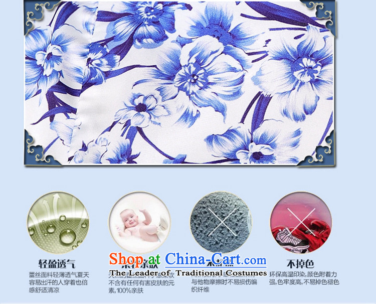 The fragrance of  2015 Sau San summer multimedia female porcelain stamp Foutune of graphics load mother qipao thin blue XXXL 8991 picture, prices, brand platters! The elections are supplied in the national character of distribution, so action, buy now enjoy more preferential! As soon as possible.