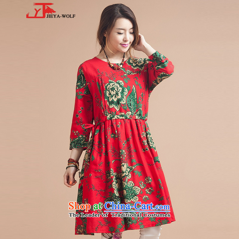 New JIEYA-WOLF, Tang dynasty women 7 cuff spring and summer fall in cotton linen skirt Fashion in Ms. long skirt, hit the mine will see red detail form ,JIEYA-WOLF,,, shopping on the Internet