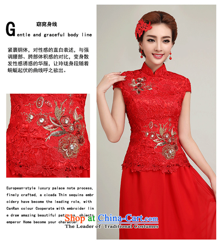 Yi is the spring and summer of 2015, love the new bride services and stylish bows shoulders red bows qipao marriage spring short-sleeved Chinese antique dresses Long Female Red XL Photo Sau San, prices, brand platters! The elections are supplied in the national character of distribution, so action, buy now enjoy more preferential! As soon as possible.
