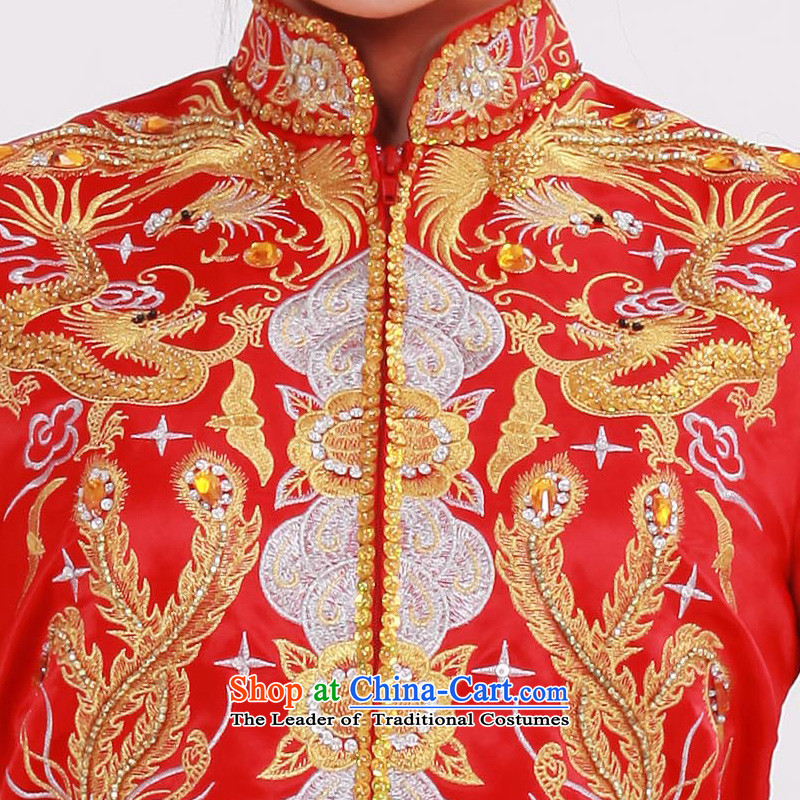 The Syrian-soo wo service time use the new Chinese dragon and the dragon and the use of Sau San embroidered summer clothing bride dress married a drink red wedding costume wedding dresses , L, Sepia Time Syrian shopping on the Internet has been pressed.