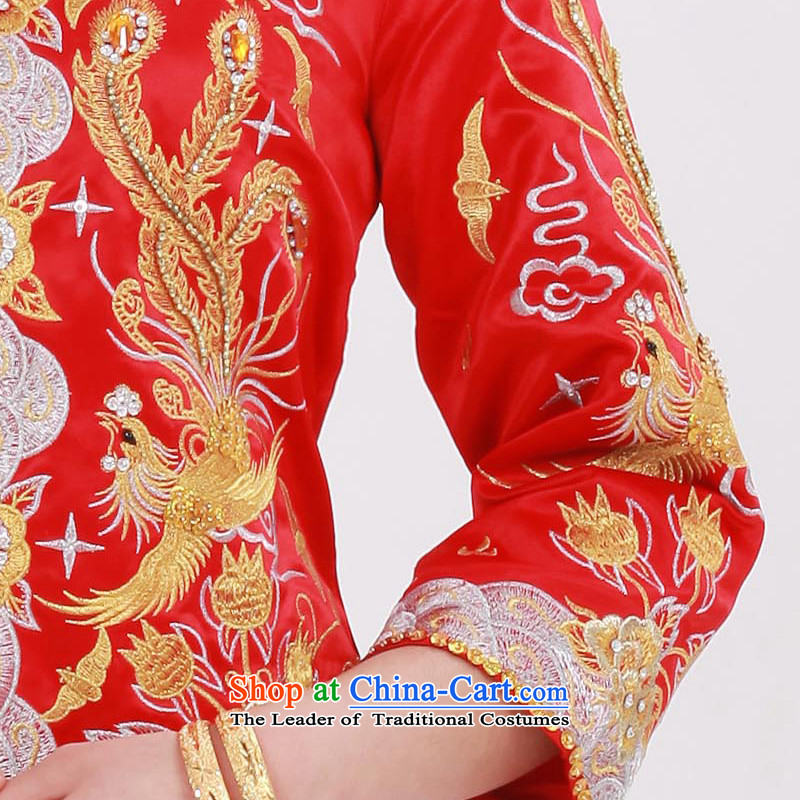 The Syrian-soo wo service time use the new Chinese dragon and the dragon and the use of Sau San embroidered summer clothing bride dress married a drink red wedding costume wedding dresses , L, Sepia Time Syrian shopping on the Internet has been pressed.