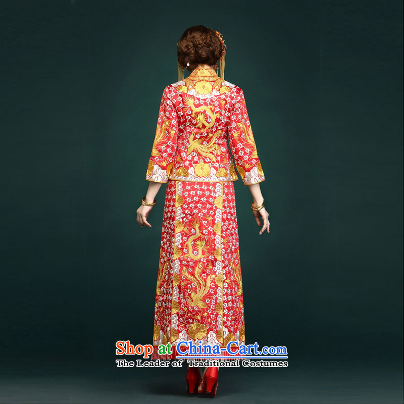 Time the new 2015 Syria married women of Sau San Feng skirt use gold and silver thread use skirt red dress in five of the bows use large red dress costume pregnant women , L, Syria has been pressed time shopping on the Internet