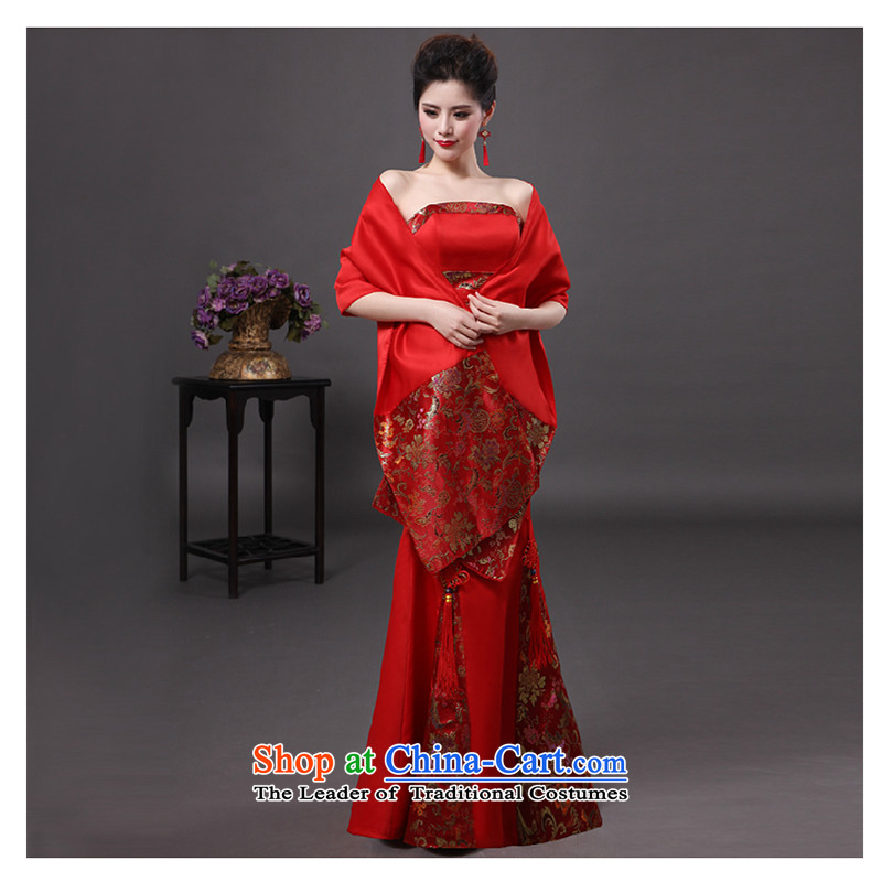 The first white into about 2015 new drink service long red wedding crowsfoot bride cheongsam dress marriage, Red M white Chun First into about shopping on the Internet has been pressed.