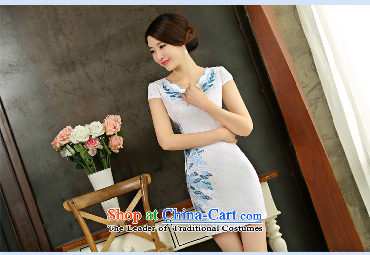 Pan-ICE 2015 Summer new women's cheongsam dress retro-day short of Sau San qipao gown 9001 White L picture, prices, brand platters! The elections are supplied in the national character of distribution, so action, buy now enjoy more preferential! As soon as possible.