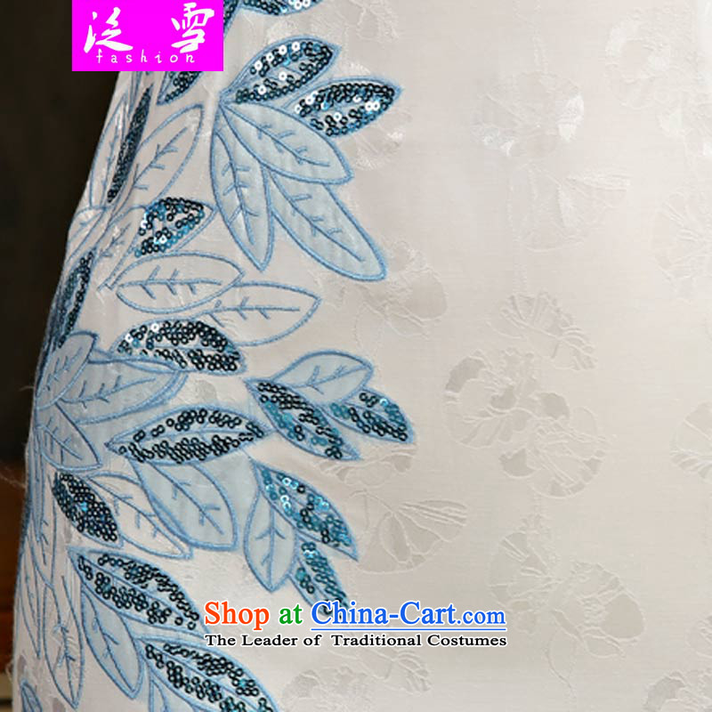 Pan-ICE 2015 Summer new women's cheongsam dress retro-day short of Sau San qipao gown 9001 White , L, and snow shopping on the Internet has been pressed.