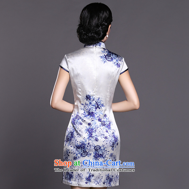 Joe was aristocratic porcelain cheongsam dress upscale heavyweight silk herbs extract routine improved ZS032 BLUE XL,CHOSHAN LADIES,,, shopping on the Internet