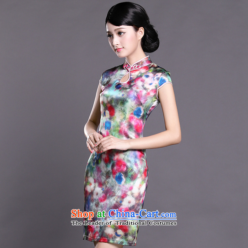Joe was aristocratic ethnic cheongsam dress silk new improved short-sleeved Tang dynasty ZS044 SUIT L,CHOSHAN LADIES,,, shopping on the Internet