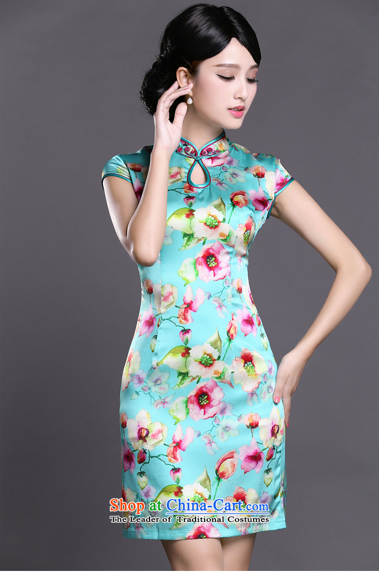 Joe was aristocratic ethnic cheongsam dress silk new summer Chinese Dress ZS056 Blue M picture, prices, brand platters! The elections are supplied in the national character of distribution, so action, buy now enjoy more preferential! As soon as possible.