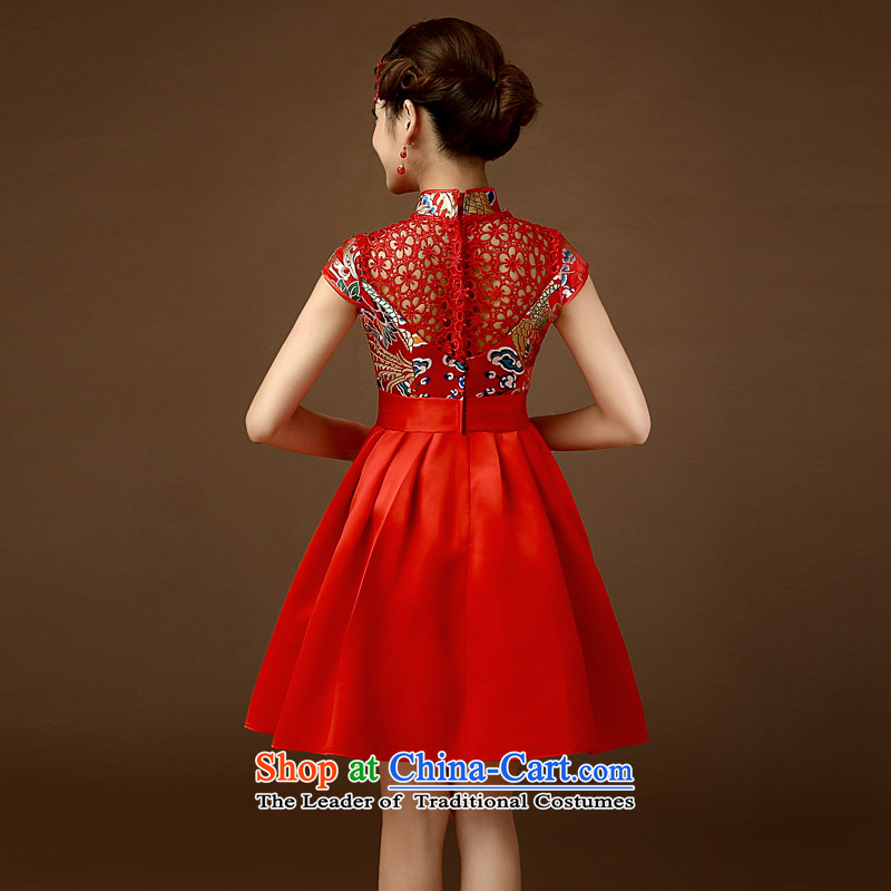 Taylor Martin 2015 improved qipao Stylish retro Foutune of red wedding bride bows large serving Chinese cheongsam dress short-sleeved red , L, Martin (TAILEMARTIN Taylor) , , , shopping on the Internet