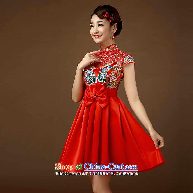 Taylor Martin 2015 improved qipao Stylish retro Foutune of red wedding bride bows large serving Chinese cheongsam dress short-sleeved red , L, Martin (TAILEMARTIN Taylor) , , , shopping on the Internet