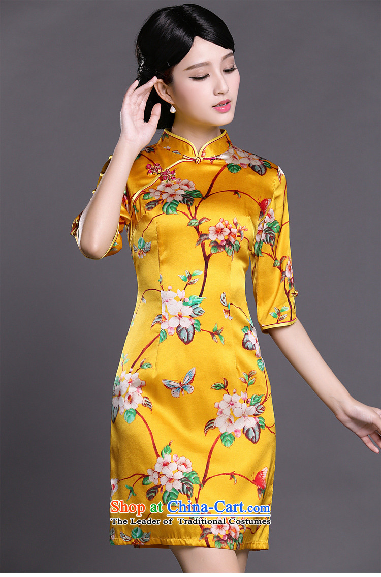 Joe was aristocratic cuff cheongsam dress in silk of ethnic Chinese Dress ZS058 YELLOW L picture, prices, brand platters! The elections are supplied in the national character of distribution, so action, buy now enjoy more preferential! As soon as possible.
