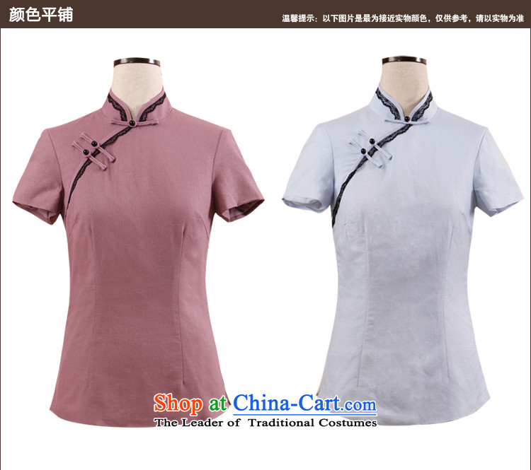 Love of birds light summer poured 2015 new stylish Tang Dynasty Chinese qipao improved short-sleeved T-shirt  QD780 cotton linen dresses cool blue XXL picture, prices, brand platters! The elections are supplied in the national character of distribution, so action, buy now enjoy more preferential! As soon as possible.
