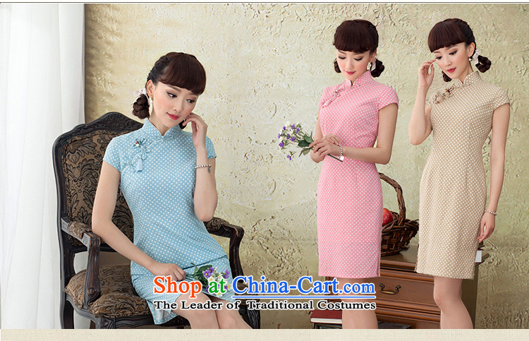 Phthalocyanine chin yat archaeologist makes new cheongsam 2015 Summer Dot Cotton short of qipao improved Sau San skirt pink M picture, prices, brand platters! The elections are supplied in the national character of distribution, so action, buy now enjoy more preferential! As soon as possible.