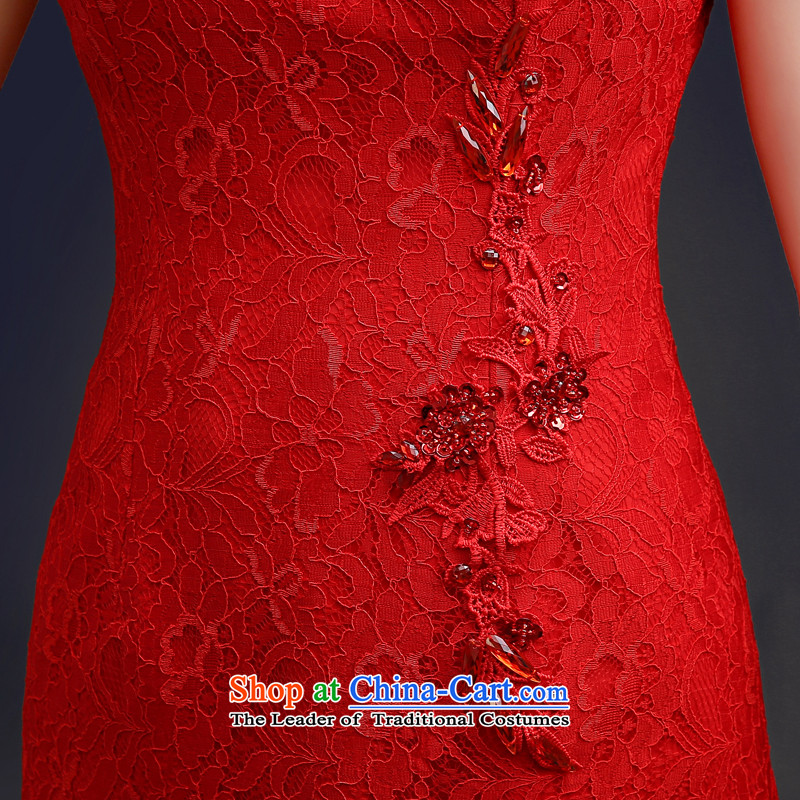 2015 New Red bows Service Bridal short of Summer Wedding dress female Chinese foutune crowsfoot video thin qp cheongsam red XL, every stephanie (JIAONI) , , , shopping on the Internet