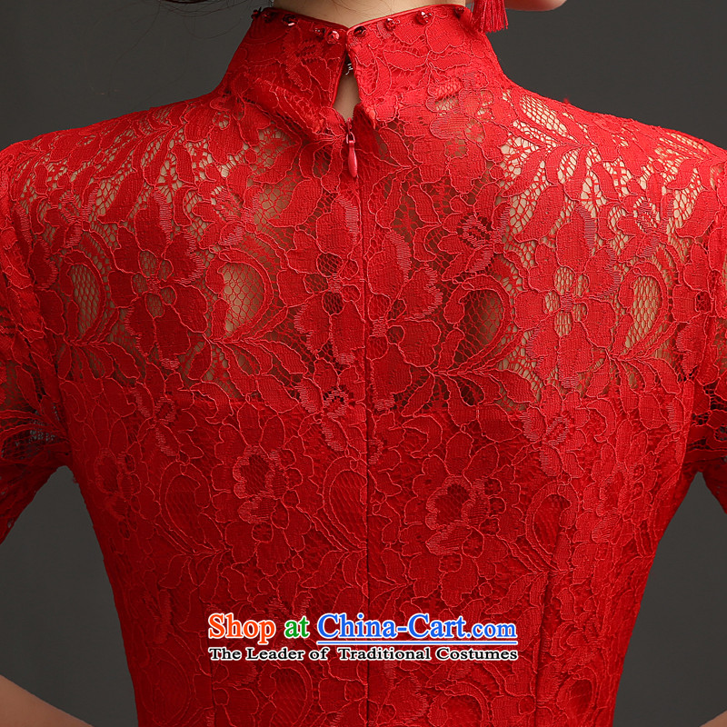 Connie wedding bows service every bride summer stylish red cheongsam dress Chinese wedding dress in long-sleeved female video in thin Cuff   L, every stephanie (JIAONI) , , , shopping on the Internet
