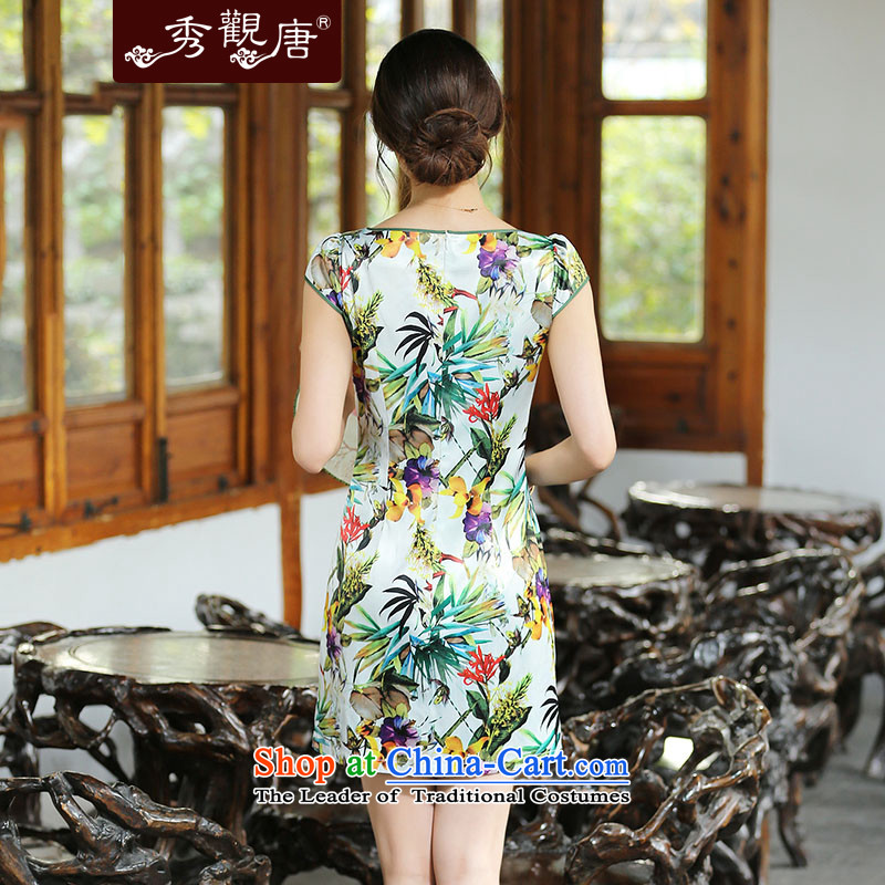 [Sau Kwun Tong] on the other side of Flower summer stylish improved cheongsam dress 2014 New China wind stamp cheongsam dress QD4413 XL, Sau Kwun Tong shopping on the Internet has been pressed.